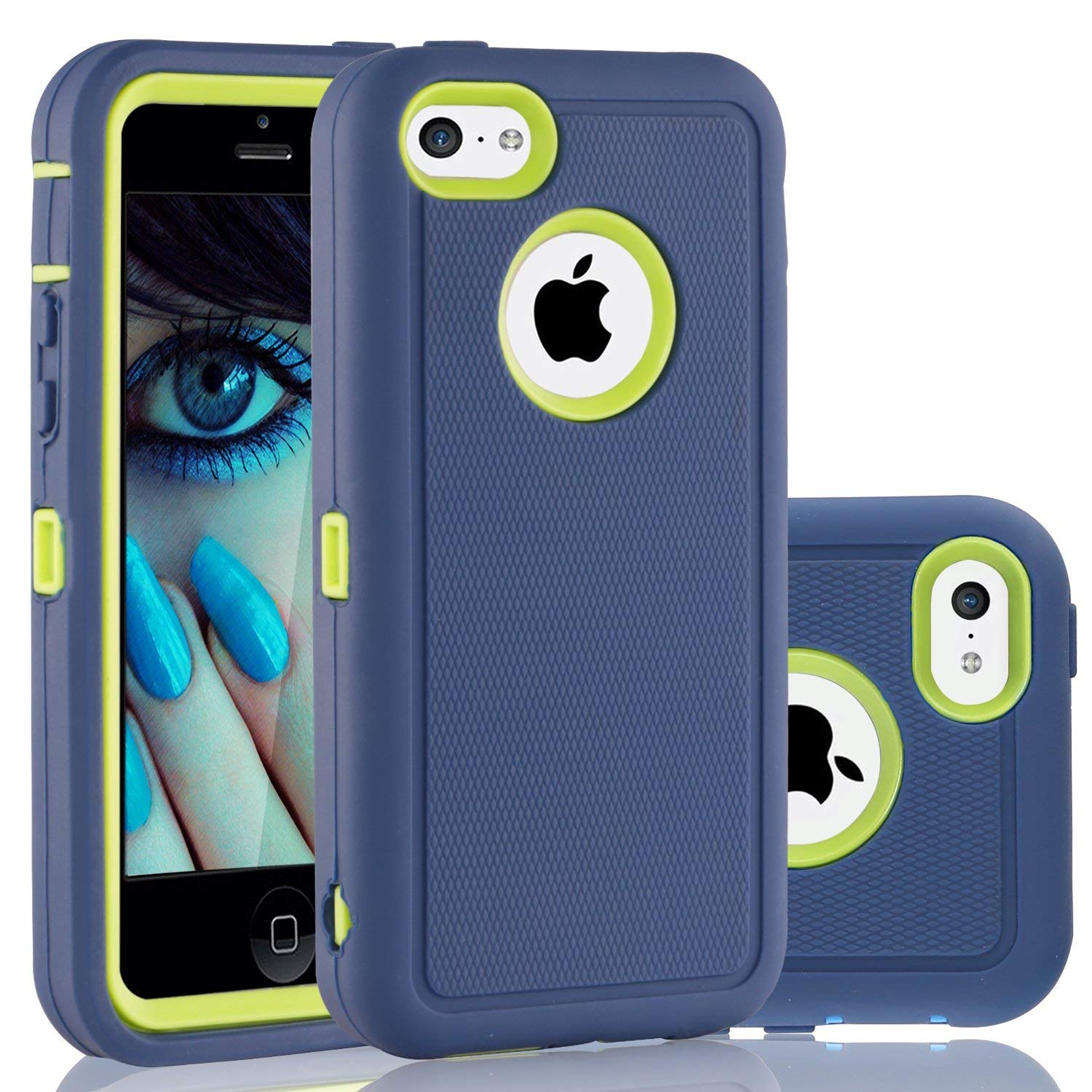 iPhone 5C Case, FOGEEK Dual layer Anti Slip 360 Full Body Cover Case PC and TPU Shockproof Protective Compatible for Apple iPhone 5C ONLY(Blue/Green)